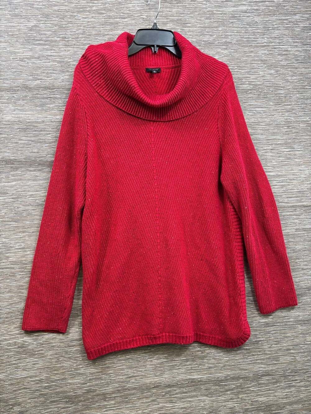 Talbots Cowl Neck Knit Tunic Sweater Womens Size 1X Red Winter Cozy Long Sleeve